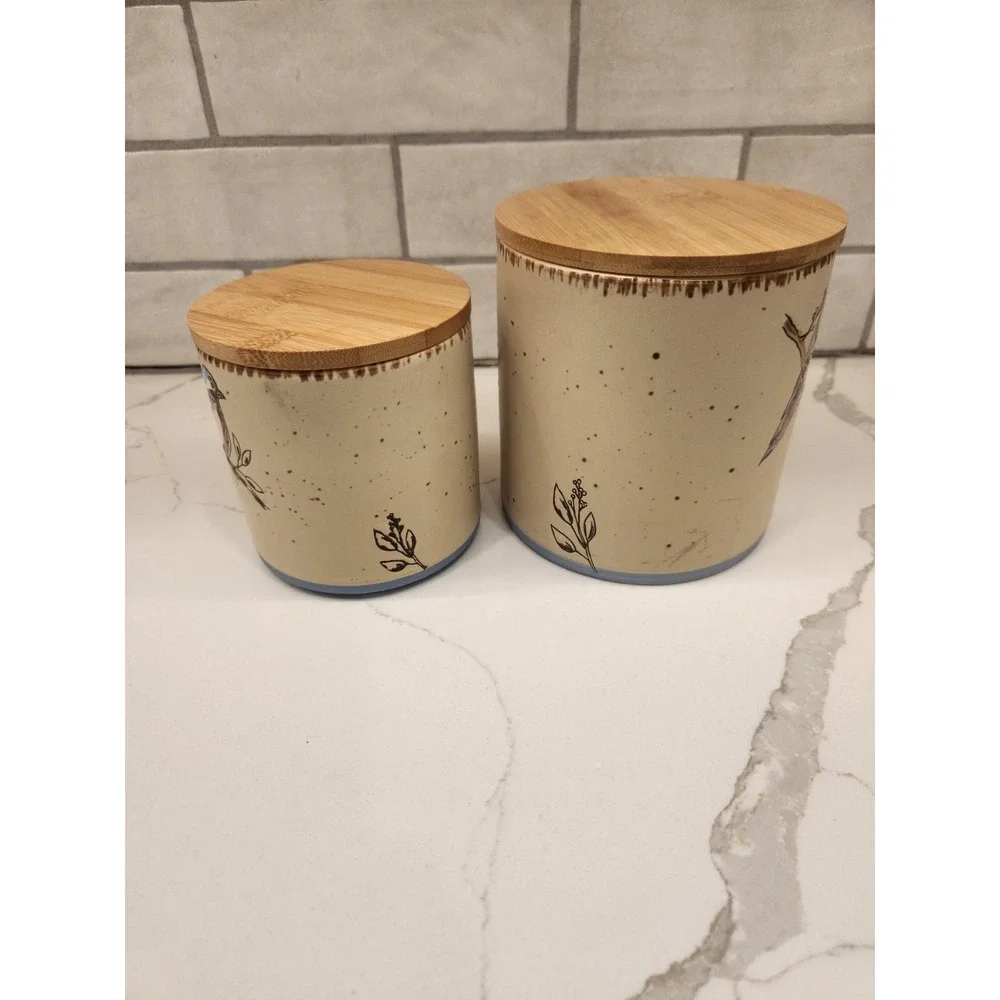 Set Of 2 InHomestylez‎ Canister Set Spectrum Bluebird Spring Birds 4
